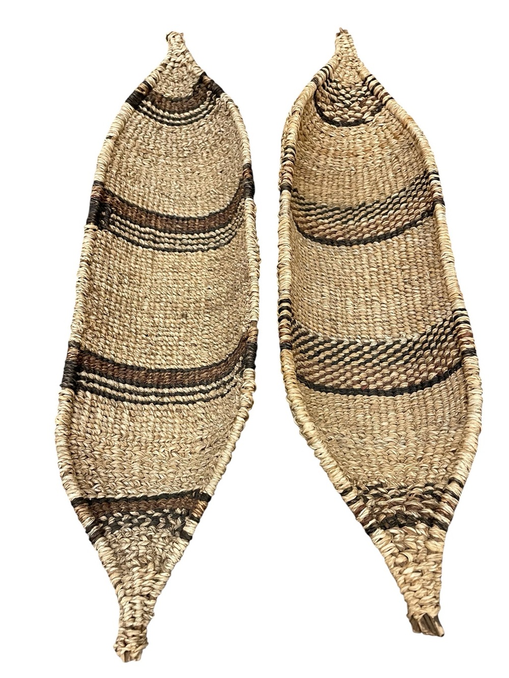 Hand woven 2 canoe baskets